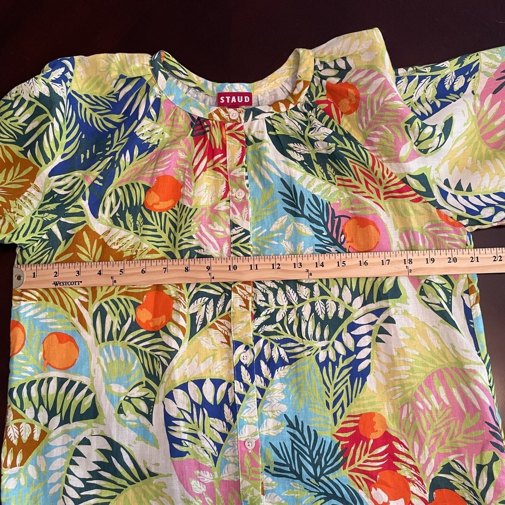 Staud Vincent Capri Tree Print Linen Top‎ Size S Fruit Tropical Resort Coastal - Picture 10 of 11